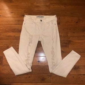 Express Distressed White Jean Legging